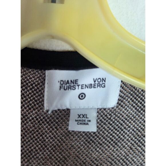 Diane Von Furstenberg x Targe "Poppy" Brown Black Wrap Knit Sweater Dress XXL - Picture 5 of 9